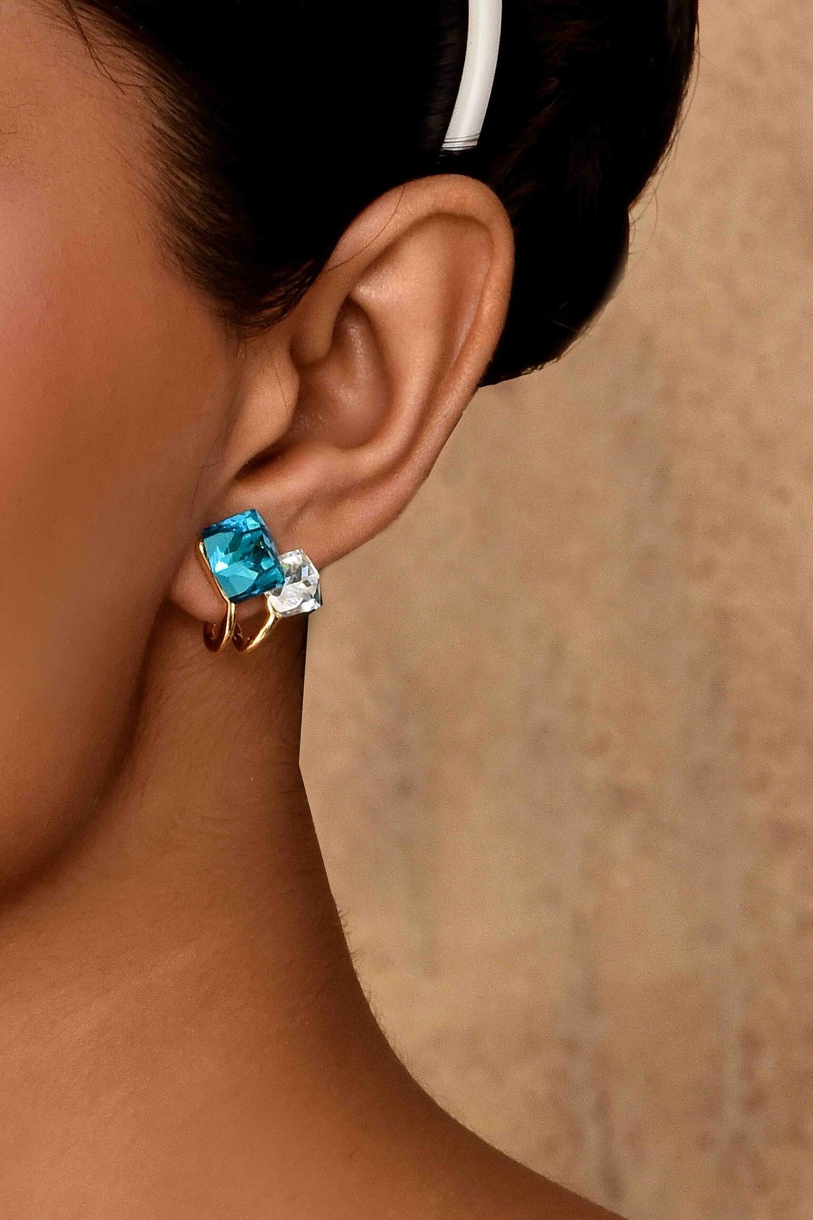 UNIHLC Blue Twin Cube Earrings - Image 3