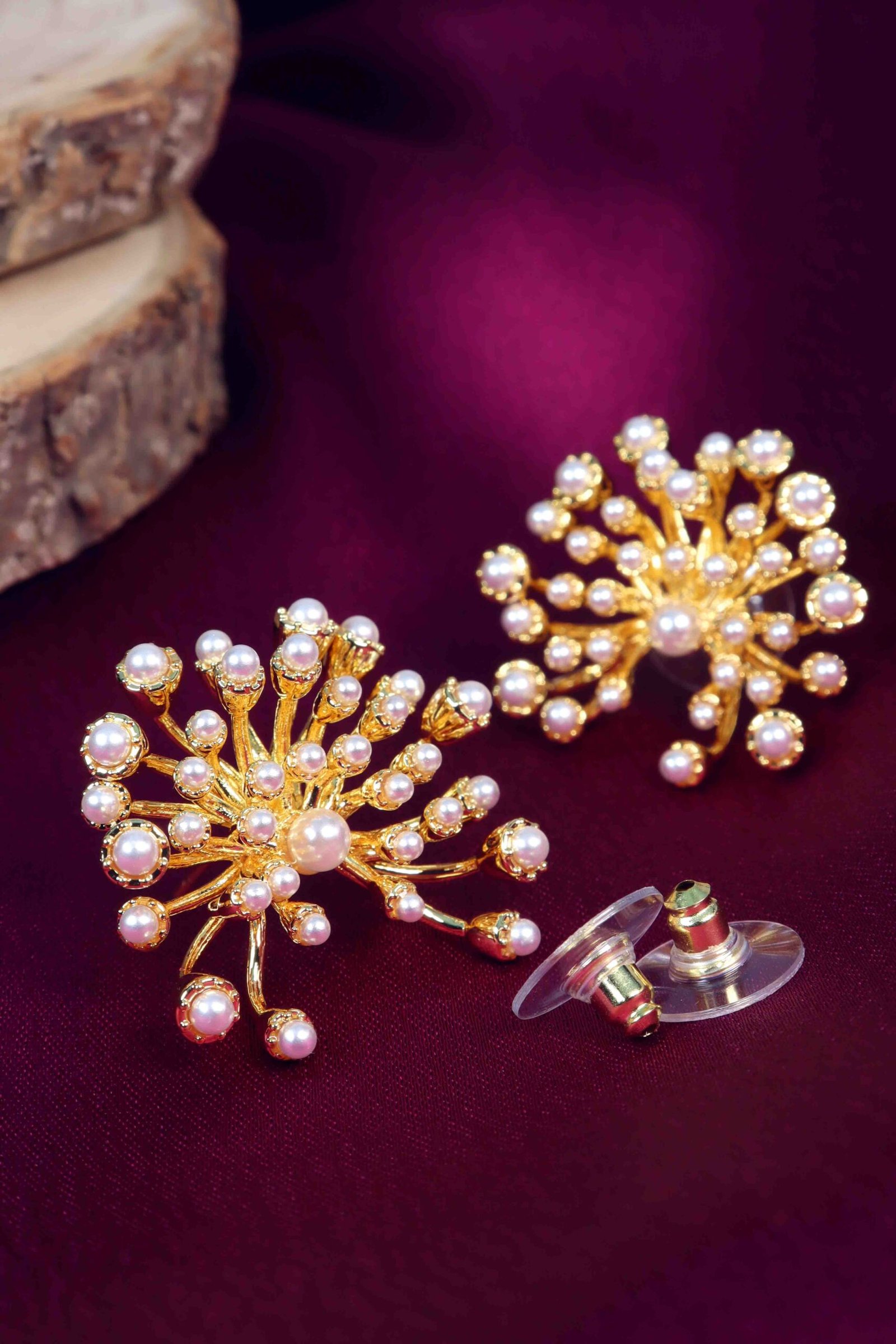 UNIHLC Pearl Floral Burst Studs - Image 4