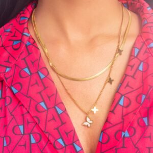 UNIHLC Double Layer Butterfly Necklace