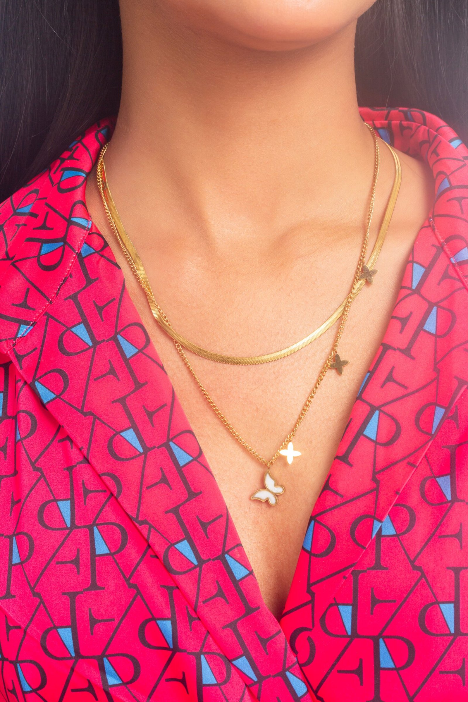UNIHLC Double Layer Butterfly Necklace