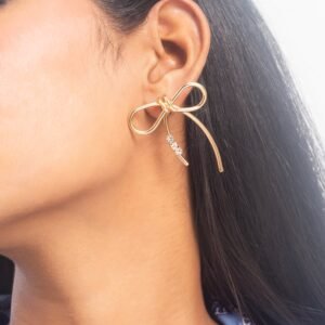 UNIHLC Golden Bow Earrings