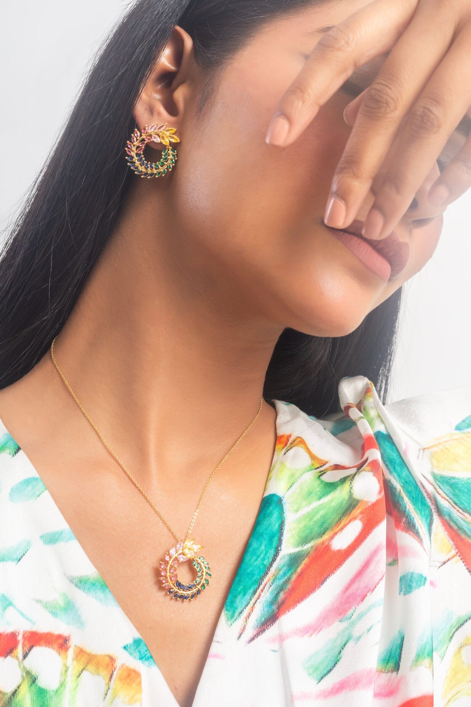 UNIHLC Multicoloured Leaflet Jewelry Set